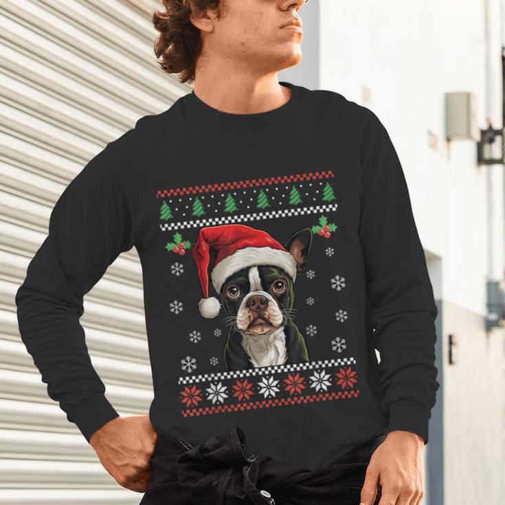 Boston Terrier Ugly Christmas Sweater Xmas For Adults Kids Unisex Long Sleeve T-Shirt, gift for family, gift for coworker
