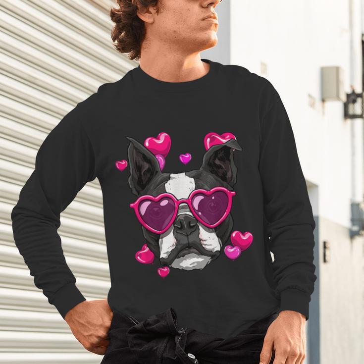 Boston Terrier Valentines Day Shirt Heart Dog Lover Unisex Long Sleeve T-Shirt, gift for family, gift for coworker
