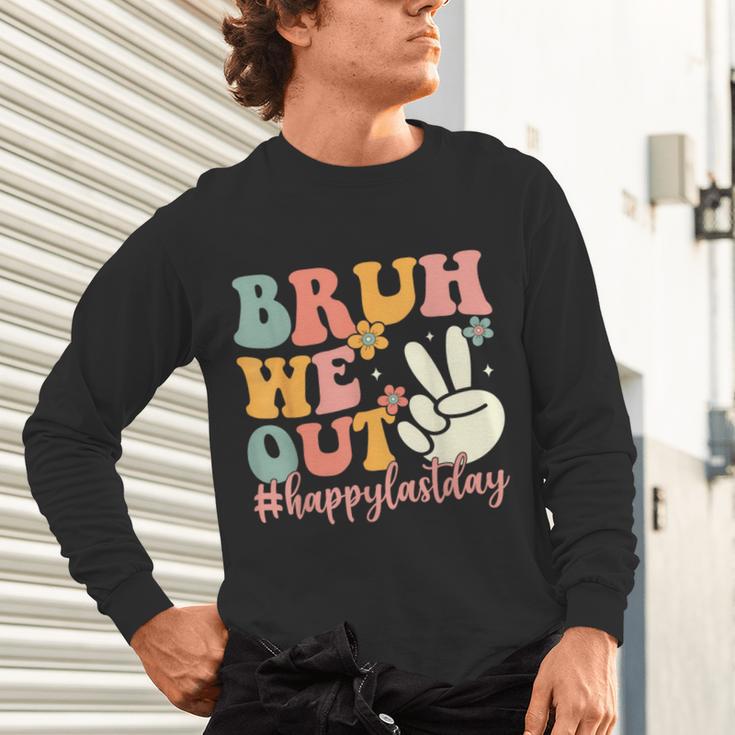 Bruh We Out Teacher Retro Last Day Of School Boys Girls Kids Unisex Long Sleeve T-Shirt, gift for family, gift for coworker
