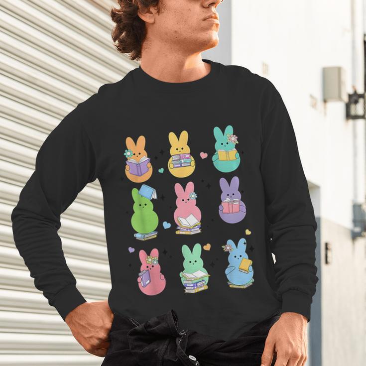 Bunny Reading Books Easter Day Librarian Teacher Book Unisex Long Sleeve T-Shirt, gift for family, gift for coworker