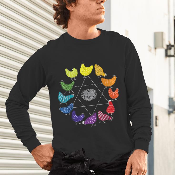 Chicken Themed Color Wheel Educational Art Teacher Artist Men Women Girls Kids Unisex Long Sleeve T-Shirt, gift for family, gift for coworker