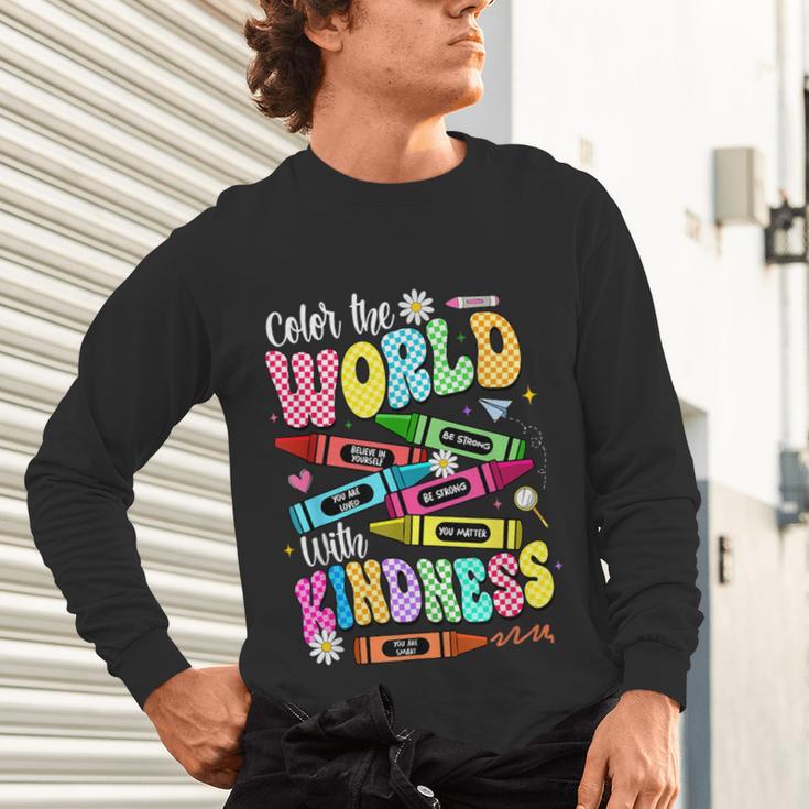 Color The World With Kindness Teacher Back To School Unisex Long Sleeve T-Shirt, gift for family, gift for coworker Color The World With Kindness Teacher Back To School Unisex Long Sleeve T-Shirt, gift for family, gift for coworker