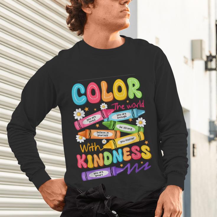 Color The World With Kindness Teachers Back To School Unisex Long Sleeve T-Shirt, gift for family, gift for coworker