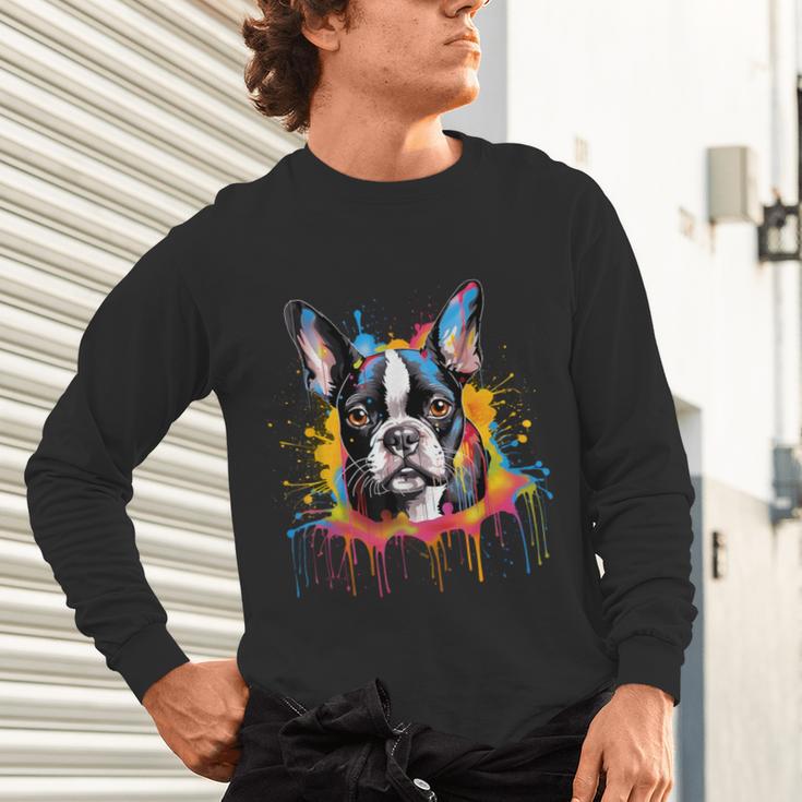 Colorful Boston Terrier Dog For Men Women Kids Unisex Long Sleeve T-Shirt, gift for family, gift for coworker