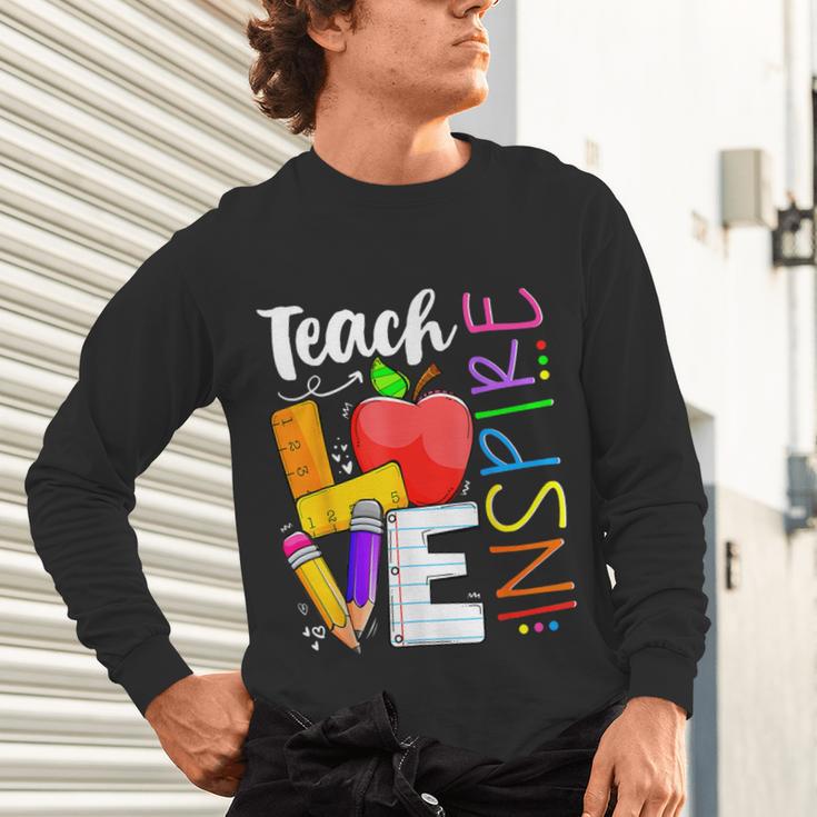 Cute Teach Love And Inspire Men Women Teacher Unisex Long Sleeve T-Shirt, gift for family, gift for coworker Cute Teach Love And Inspire Men Women Teacher Unisex Long Sleeve T-Shirt, gift for family, gift for coworker