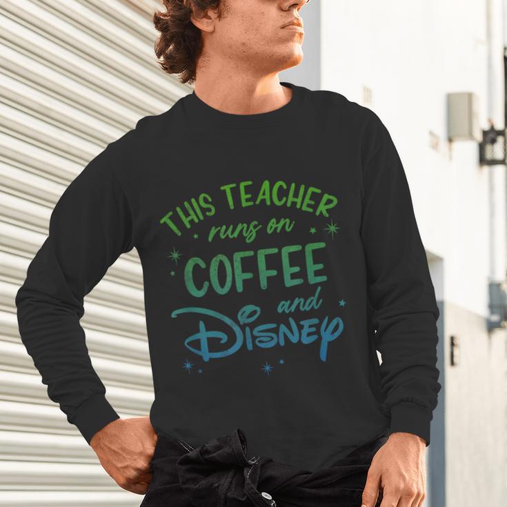 Disney This Teacher Runs On Coffee And Disney Gradient Logo Unisex Long Sleeve T-Shirt, gift for family, gift for coworker Disney This Teacher Runs On Coffee And Disney Gradient Logo Unisex Long Sleeve T-Shirt, gift for family, gift for coworker