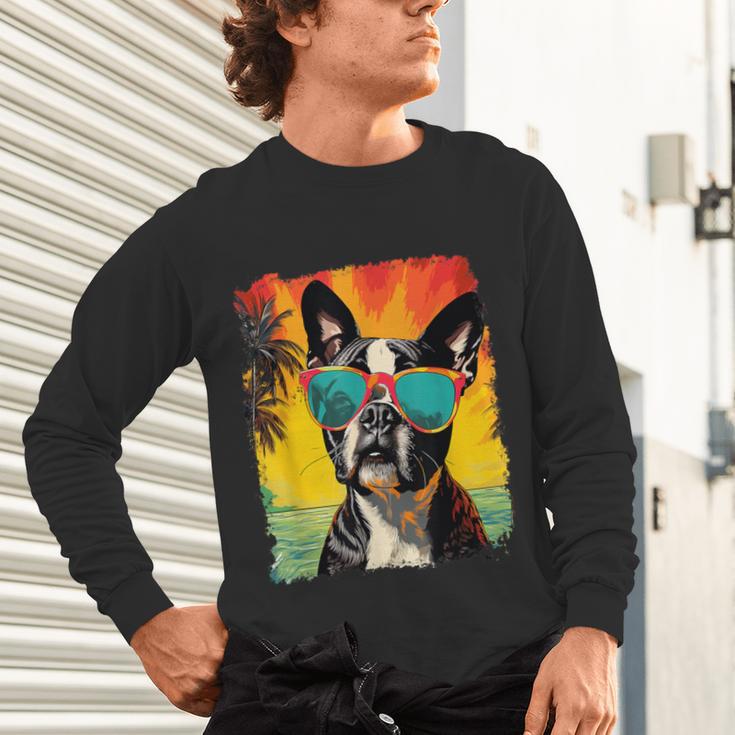 Dog Boston Terrier Hawaiian Unisex Long Sleeve T-Shirt, gift for family, gift for coworker