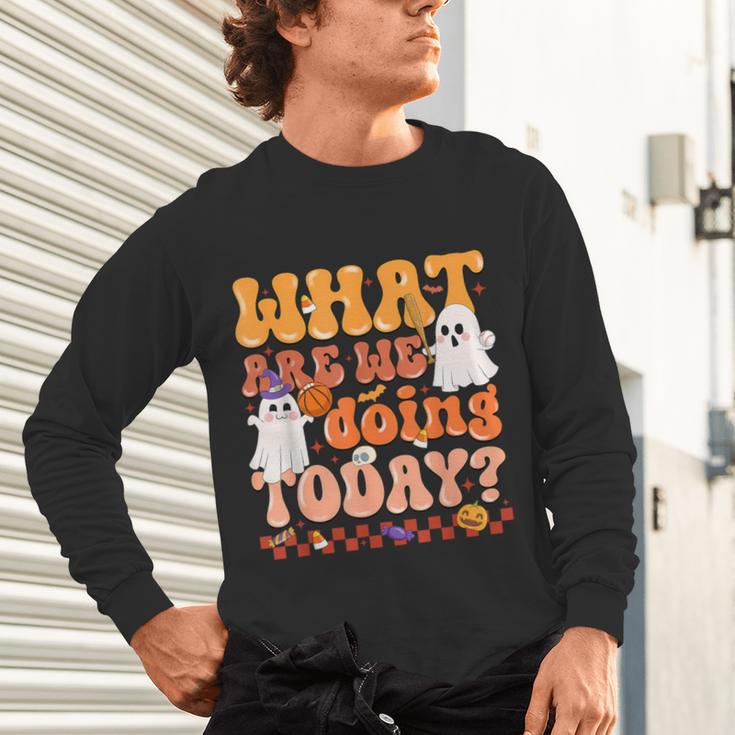 What Are We Doing Today Halloween PE Spooky Teacher Unisex Long Sleeve T-Shirt, gift for family, gift for coworker What Are We Doing Today Halloween PE Spooky Teacher Unisex Long Sleeve T-Shirt, gift for family, gift for coworker