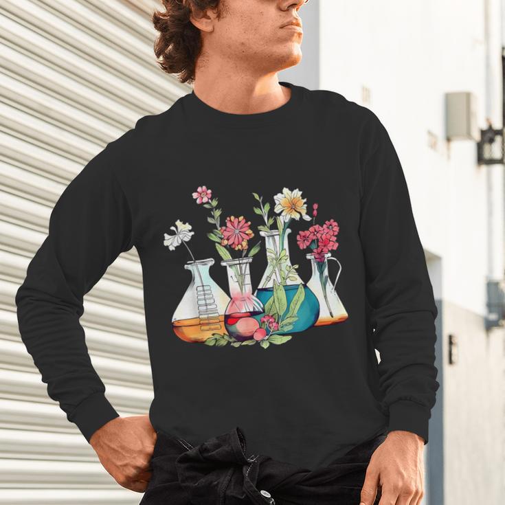 Floral Beakers Chemistry Lab Teacher Unisex Long Sleeve T-Shirt, gift for family, gift for coworker