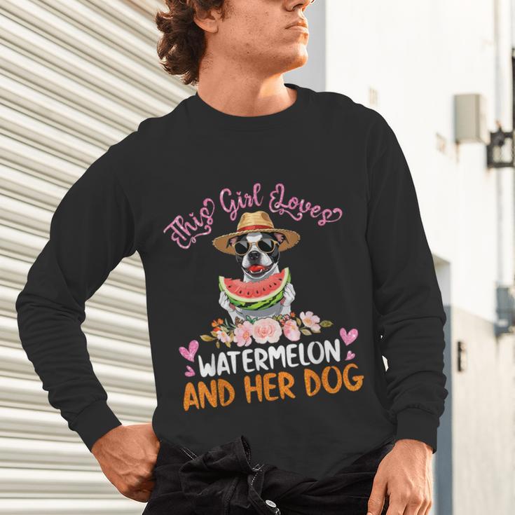 This Girl Loves Watermelon And Her Boston Terrier Dog Mother Unisex Long Sleeve T-Shirt, gift for family, gift for coworker