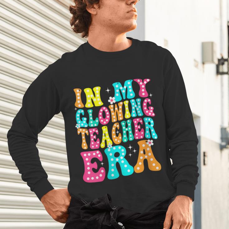 In My Glowing Teacher Era Groovy Colorful Bright Unisex Long Sleeve T-Shirt, gift for family, gift for coworker