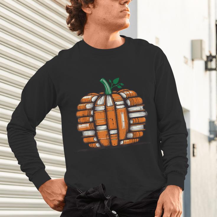 Halloween Books Pumpkin Reading Teacher Fall Men Women Unisex Long Sleeve T-Shirt, gift for family, gift for coworker