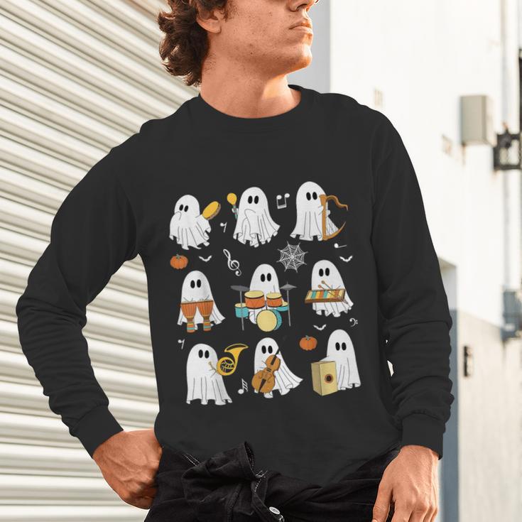 Halloween Ghost Playing Musical Instruments Music Teacher Unisex Long Sleeve T-Shirt, gift for family, gift for coworker Halloween Ghost Playing Musical Instruments Music Teacher Unisex Long Sleeve T-Shirt, gift for family, gift for coworker