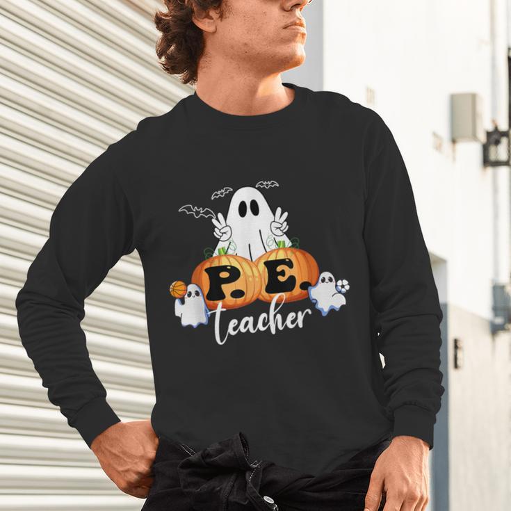 Halloween PE Teacher Ghosts Pumpkins Sports Lover Unisex Long Sleeve T-Shirt, gift for family, gift for coworker Halloween PE Teacher Ghosts Pumpkins Sports Lover Unisex Long Sleeve T-Shirt, gift for family, gift for coworker