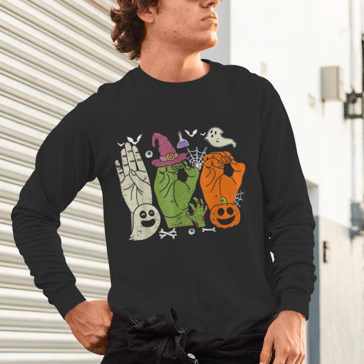 Halloween SPED Teacher Boo In ASL Boo Hands Sign Language Unisex Long Sleeve T-Shirt, gift for family, gift for coworker