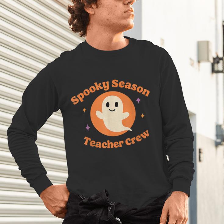 Halloween Teacher Crew Spooky Season Retro Ghost Unisex Long Sleeve T-Shirt, gift for family, gift for coworker Halloween Teacher Crew Spooky Season Retro Ghost Unisex Long Sleeve T-Shirt, gift for family, gift for coworker