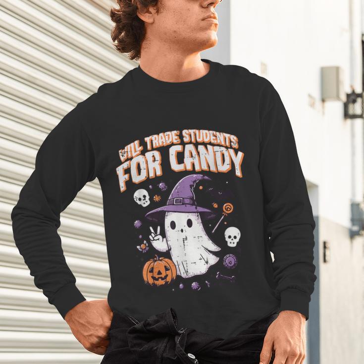 Halloween Teacher Trade Students For Candy Costume Women Unisex Long Sleeve T-Shirt, gift for family, gift for coworker