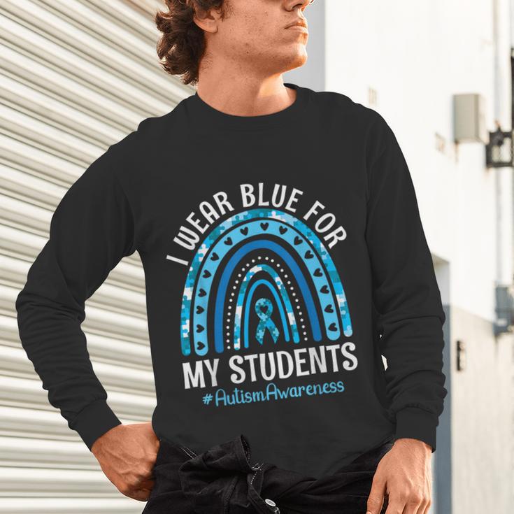 Happy Teacher I Wear Blue For My Students Autism Awareness Unisex Long Sleeve T-Shirt, gift for family, gift for coworker