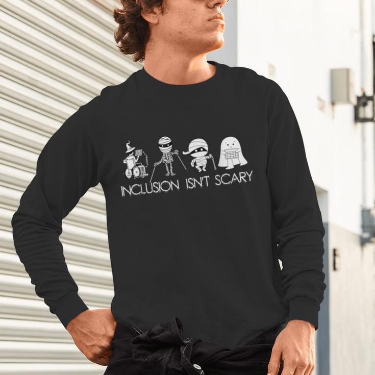 Inclusion Isn't Scary Slp Halloween Sped Teacher Ghost Mummy Unisex Long Sleeve T-Shirt, gift for family, gift for coworker Inclusion Isn't Scary Slp Halloween Sped Teacher Ghost Mummy Unisex Long Sleeve T-Shirt, gift for family, gift for coworker