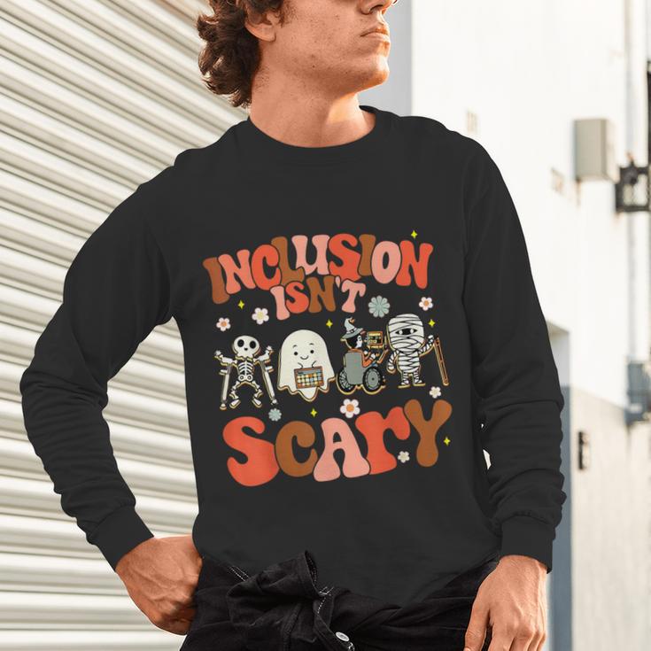 Inclusion Isn't Scary SLP Sped Teacher Halloween Unisex Long Sleeve T-Shirt, gift for family, gift for coworker Inclusion Isn't Scary SLP Sped Teacher Halloween Unisex Long Sleeve T-Shirt, gift for family, gift for coworker