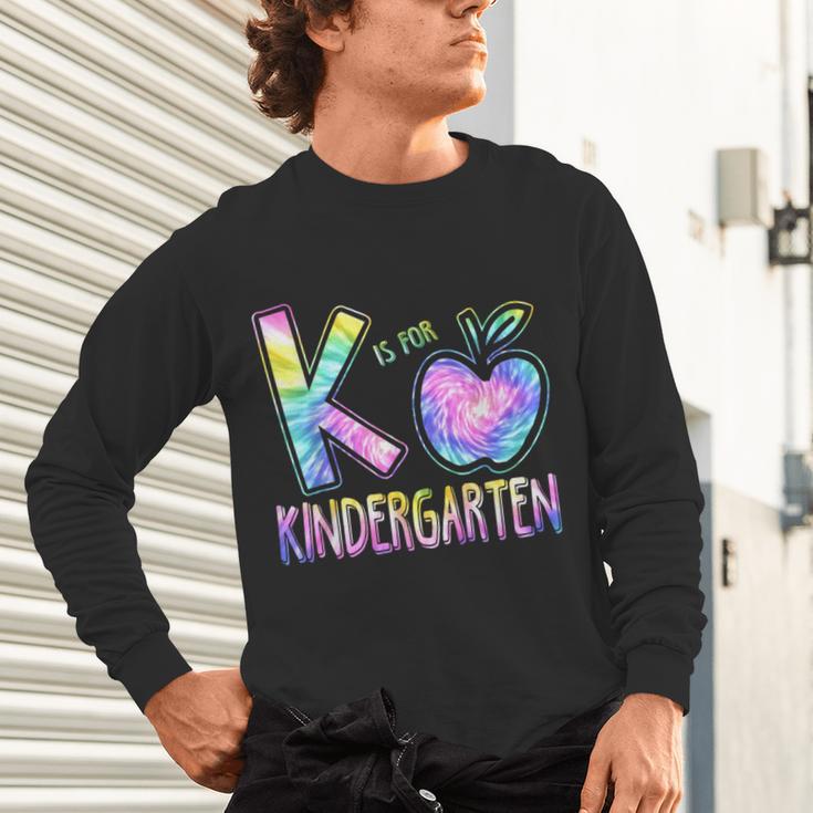 K Is For Kindergarten Teacher Tie Dye Back To School Kinder Unisex Long Sleeve T-Shirt, gift for family, gift for coworker