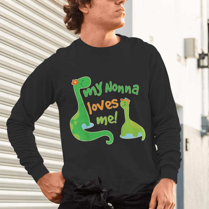 Kids My Nonna Loves Me Dinosaur Grandson Unisex Long Sleeve T-Shirt, gift for family, gift for coworker