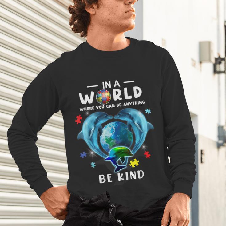 Be Kind Dolphin Autism Awareness Back To School Teacher Men Women Kids Unisex Long Sleeve T-Shirt, gift for family, gift for coworker