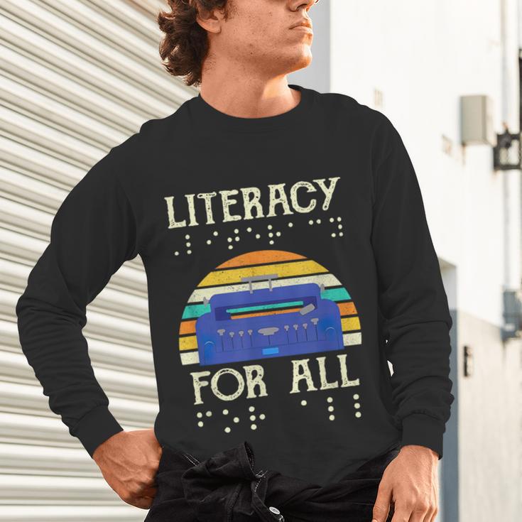 Literacy For All Visually Impaired Braille Teacher The Blind Unisex Long Sleeve T-Shirt, gift for family, gift for coworker Literacy For All Visually Impaired Braille Teacher The Blind Unisex Long Sleeve T-Shirt, gift for family, gift for coworker