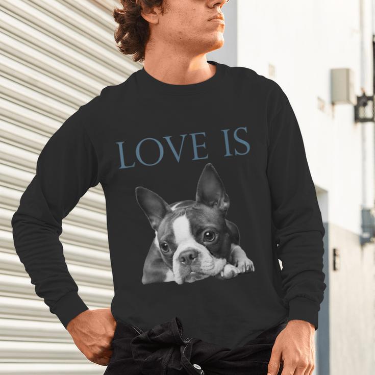 Love Is Boston Terrier Bostie Unisex Long Sleeve T-Shirt, gift for family, gift for coworker
