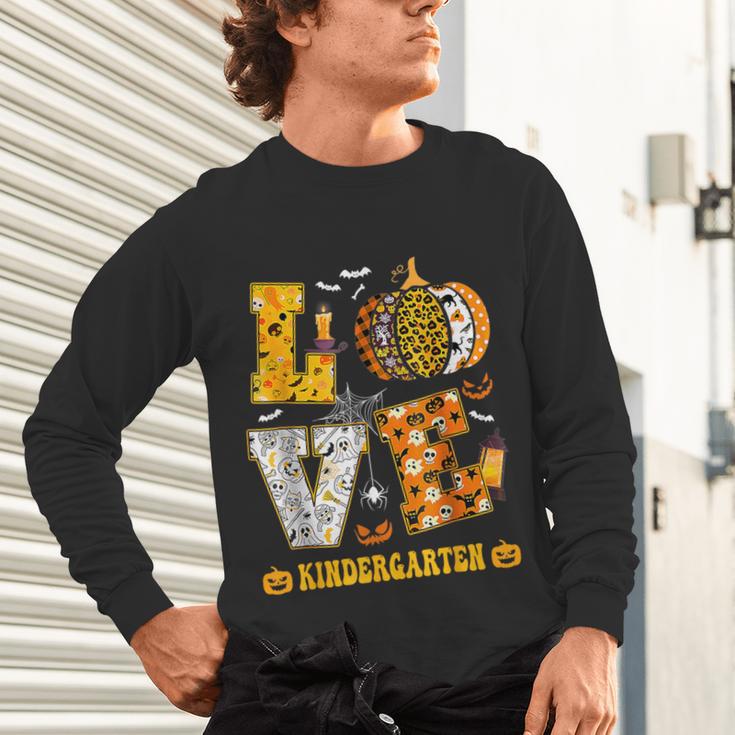 LOVE Kindergarten Pumpkin Teacher Student Halloween Costume Unisex Long Sleeve T-Shirt, gift for family, gift for coworker LOVE Kindergarten Pumpkin Teacher Student Halloween Costume Unisex Long Sleeve T-Shirt, gift for family, gift for coworker