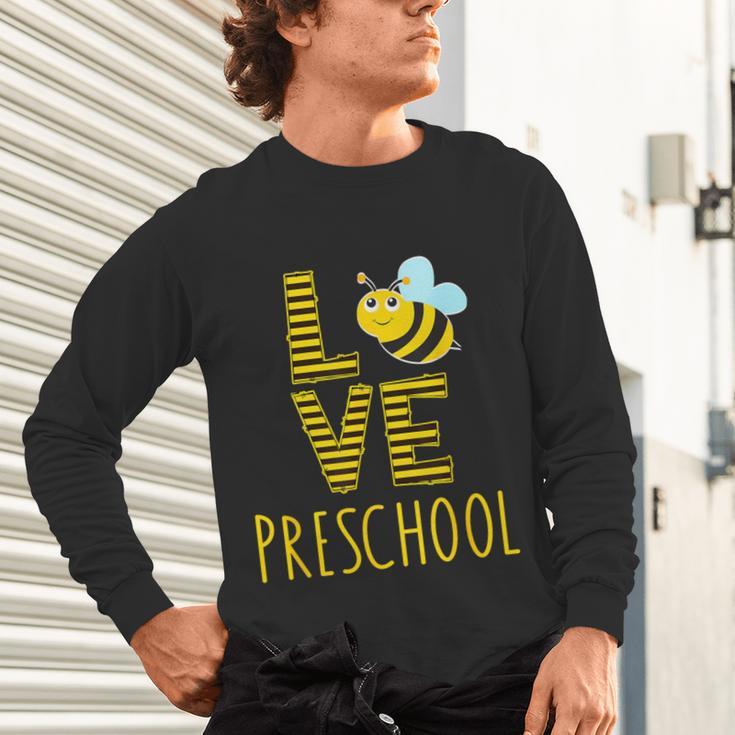 Love Preschool Back To School Yellow Bee Preschool Teacher For Men Women Girls Kids Unisex Long Sleeve T-Shirt, gift for family, gift for coworker