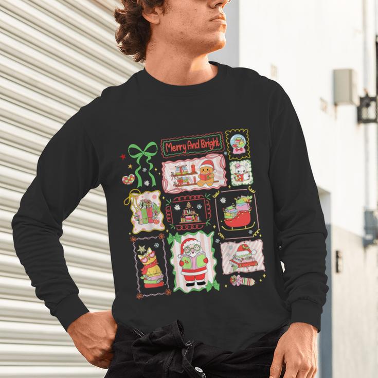 Merry And Bright Christmas Gingerbread Santa Book Teacher Unisex Long Sleeve T-Shirt, gift for family, gift for coworker Merry And Bright Christmas Gingerbread Santa Book Teacher Unisex Long Sleeve T-Shirt, gift for family, gift for coworker