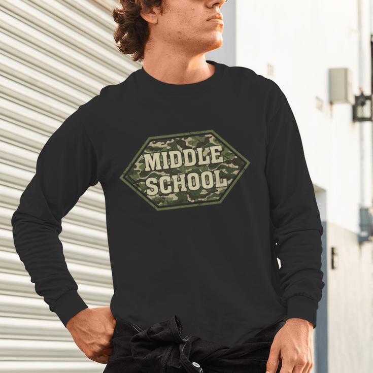 Middle School Camo Retro Back To School Teachers Unisex Long Sleeve T-Shirt, gift for family, gift for coworker Middle School Camo Retro Back To School Teachers Unisex Long Sleeve T-Shirt, gift for family, gift for coworker