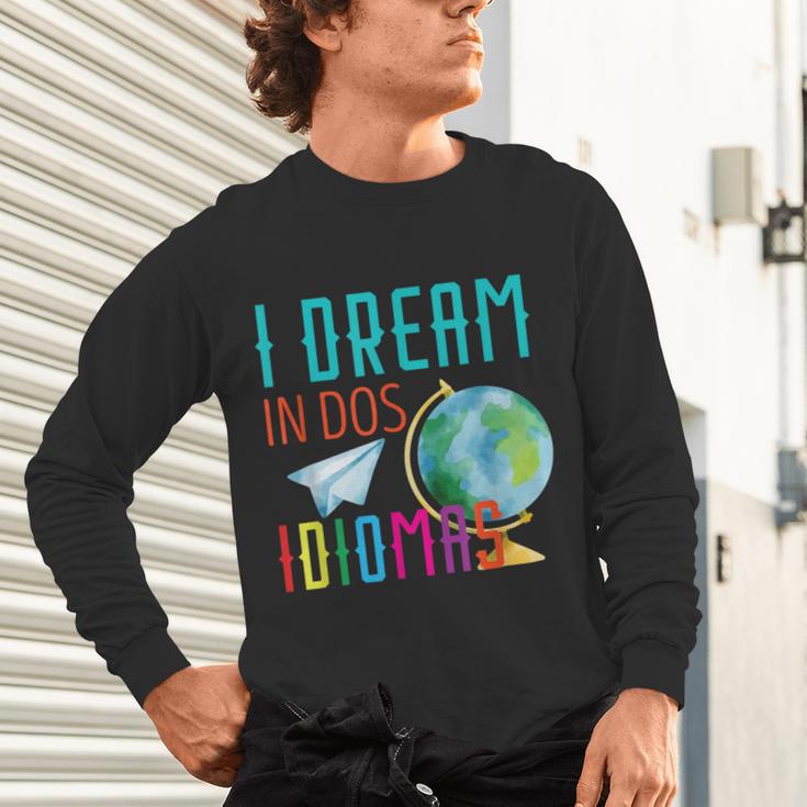 Multilingual Teacher In Dos Idiomas Linguist Language Unisex Long Sleeve T-Shirt, gift for family, gift for coworker