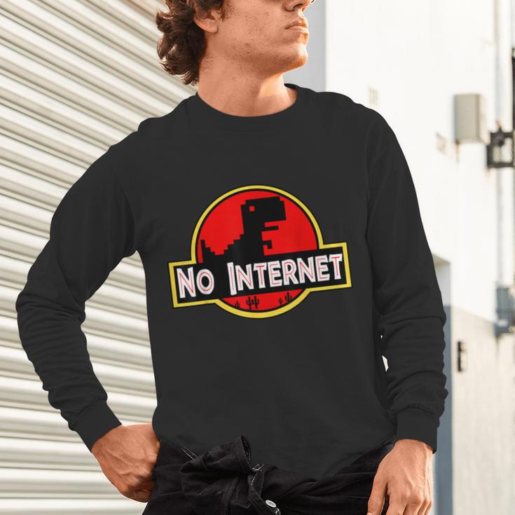Nerdy No Internet Dinosaur Computer Science Teacher Unisex Long Sleeve T-Shirt, gift for family, gift for coworker