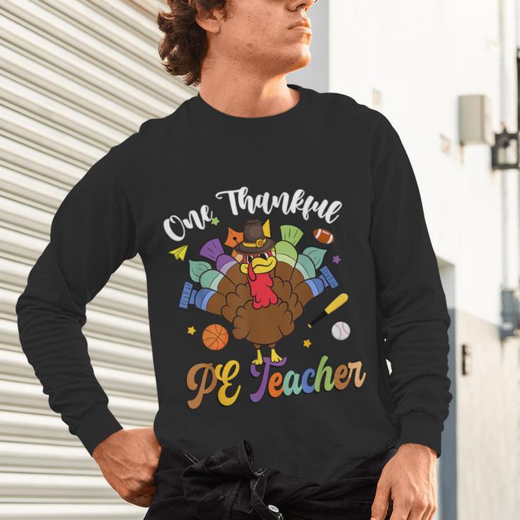 One Thankful PE Teacher Turkey Thanksgiving -Adults & Kids Classic Fit Polyester 100 Short Sleeve Unisex Long Sleeve T-Shirt, gift for family, gift for coworker