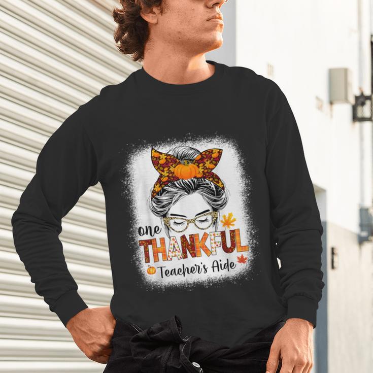 One Thankful Teacher's Aide Messy Bun Thanksgiving Fall Unisex Long Sleeve T-Shirt, gift for family, gift for coworker One Thankful Teacher's Aide Messy Bun Thanksgiving Fall Unisex Long Sleeve T-Shirt, gift for family, gift for coworker
