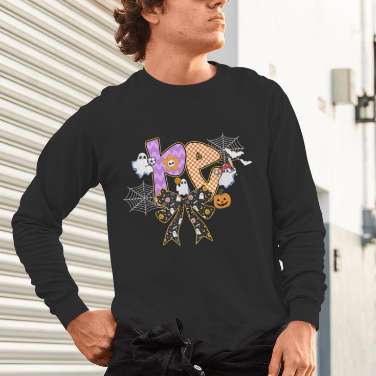 PE Teacher Coach Coquette Ghost Halloween Physical Education Unisex Long Sleeve T-Shirt, gift for family, gift for coworker PE Teacher Coach Coquette Ghost Halloween Physical Education Unisex Long Sleeve T-Shirt, gift for family, gift for coworker