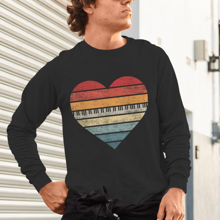 Pianist Retro Sunset Piano Keyboard Player Teacher Unisex Long Sleeve T-Shirt, gift for family, gift for coworker