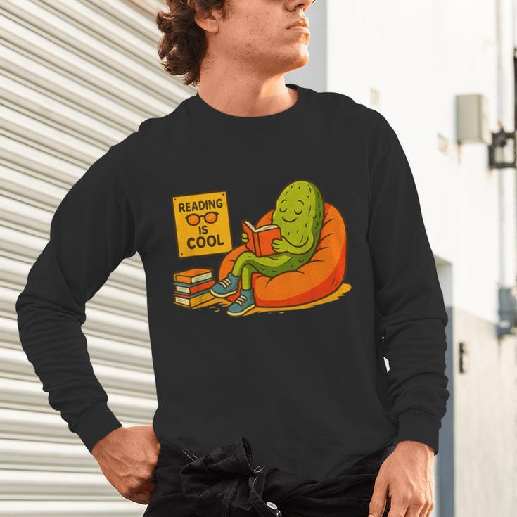 Pickle Reading Books Bookworm Teacher Librarian Kids Retro Unisex Long Sleeve T-Shirt, gift for family, gift for coworker Pickle Reading Books Bookworm Teacher Librarian Kids Retro Unisex Long Sleeve T-Shirt, gift for family, gift for coworker