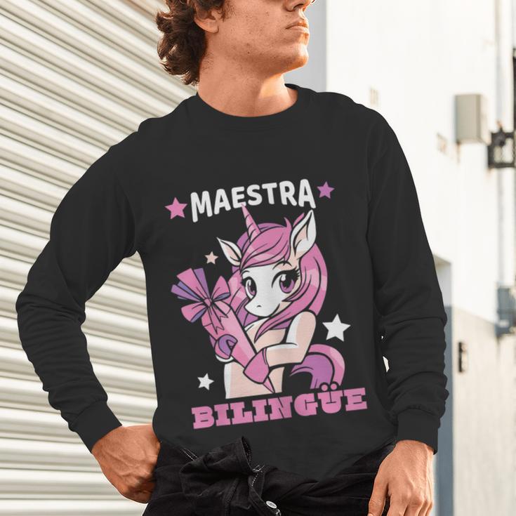 Pink Unicorn Spanish Teacher Regalos Para Bilingue Teacher Unisex Long Sleeve T-Shirt, gift for family, gift for coworker Pink Unicorn Spanish Teacher Regalos Para Bilingue Teacher Unisex Long Sleeve T-Shirt, gift for family, gift for coworker