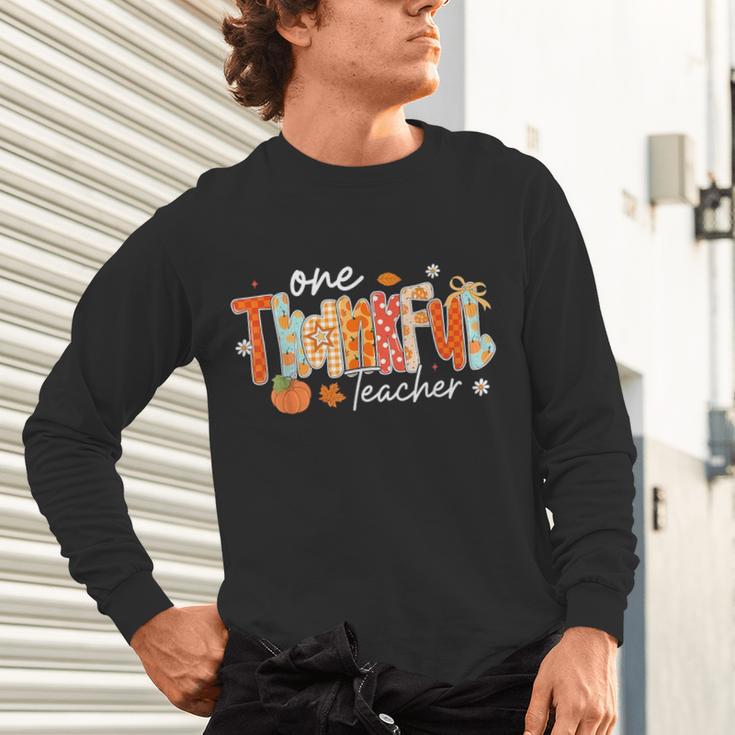 Preppy One Thankful Teacher Coquette Thanksgiving Teacher Unisex Long Sleeve T-Shirt, gift for family, gift for coworker Preppy One Thankful Teacher Coquette Thanksgiving Teacher Unisex Long Sleeve T-Shirt, gift for family, gift for coworker