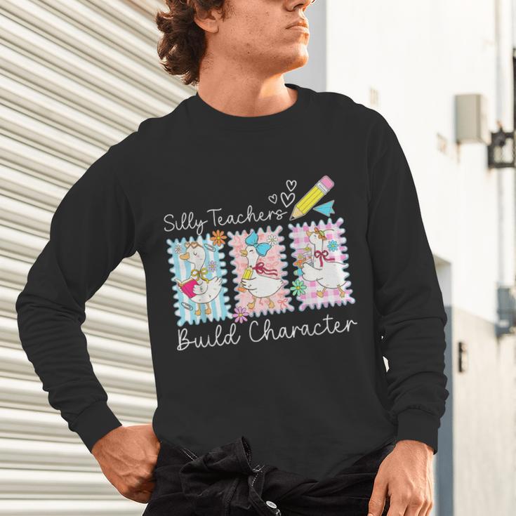Preppy Silly Teacher Goose Build Character Back To School Unisex Long Sleeve T-Shirt, gift for family, gift for coworker Preppy Silly Teacher Goose Build Character Back To School Unisex Long Sleeve T-Shirt, gift for family, gift for coworker