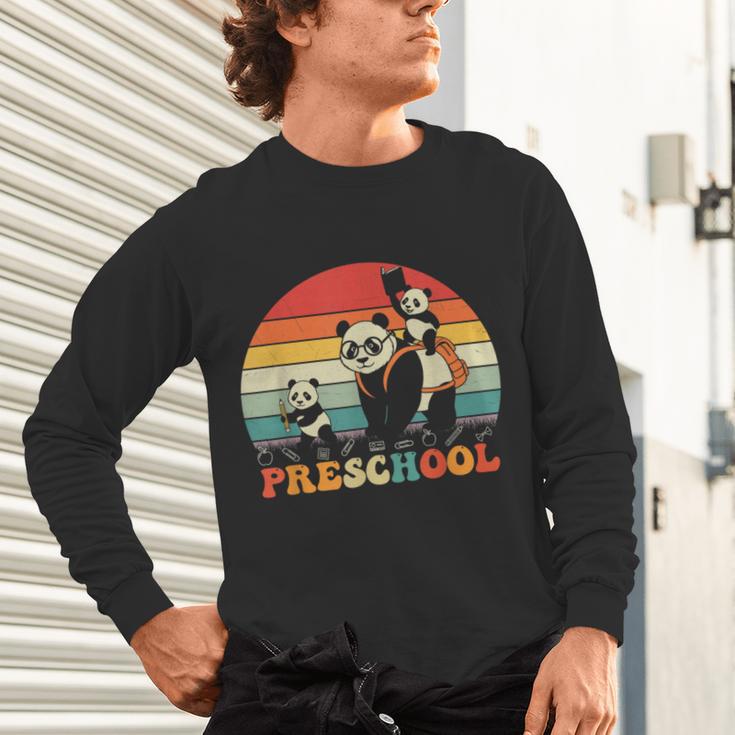 Preschool Panda Back To School Teacher Student Unisex Long Sleeve T-Shirt, gift for family, gift for coworker