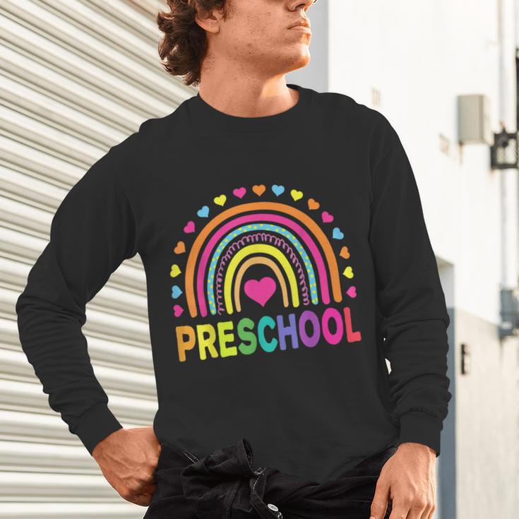 Preschool Rainbow Girls Boys Kids Teacher Back To School Unisex Long Sleeve T-Shirt, gift for family, gift for coworker