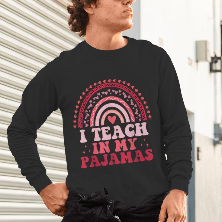 Rainbow Retro Homeschool Mom Teacher I Teach In My Pajamas Unisex Long Sleeve T-Shirt, gift for family, gift for coworker Rainbow Retro Homeschool Mom Teacher I Teach In My Pajamas Unisex Long Sleeve T-Shirt, gift for family, gift for coworker