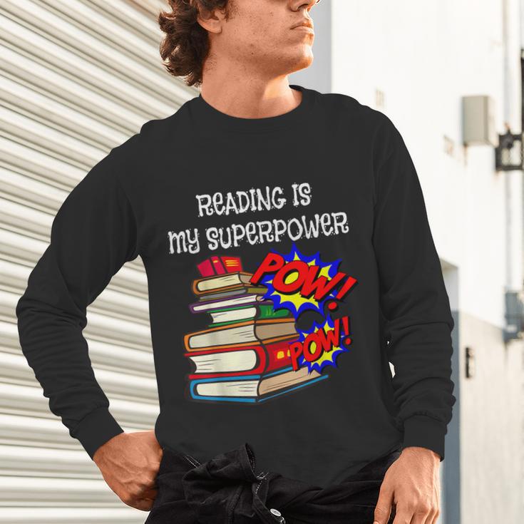 Reading Is My Super Power Superhero Best English Teacher Unisex Long Sleeve T-Shirt, gift for family, gift for coworker