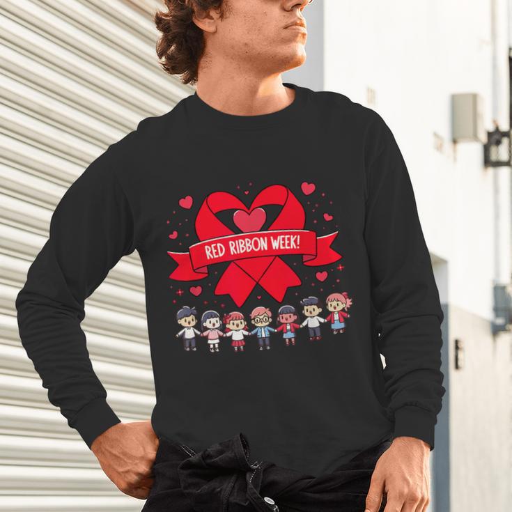 Red Ribbon Week Awareness For Students And Teachers Men Women Girls Kids Unisex Long Sleeve T-Shirt, gift for family, gift for coworker Red Ribbon Week Awareness For Students And Teachers Men Women Girls Kids Unisex Long Sleeve T-Shirt, gift for family, gift for coworker