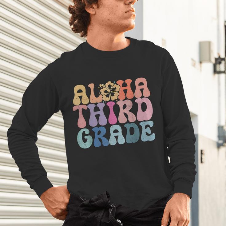Retro Aloha Third Grade Teacher Summer Vacation Beach Hawaii Unisex Long Sleeve T-Shirt, gift for family, gift for coworker