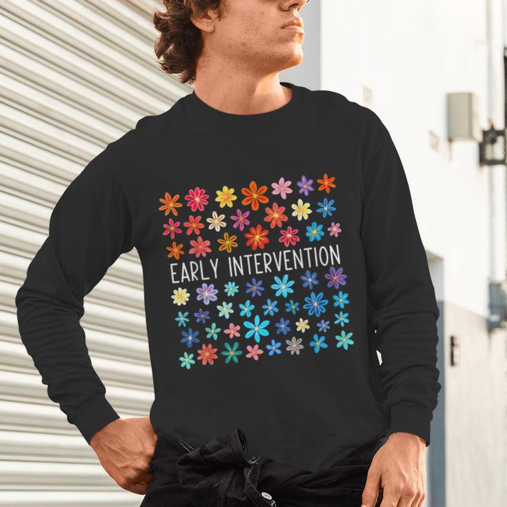 Retro Wildflower Early Intervention Teacher Interventionist Unisex Long Sleeve T-Shirt, gift for family, gift for coworker